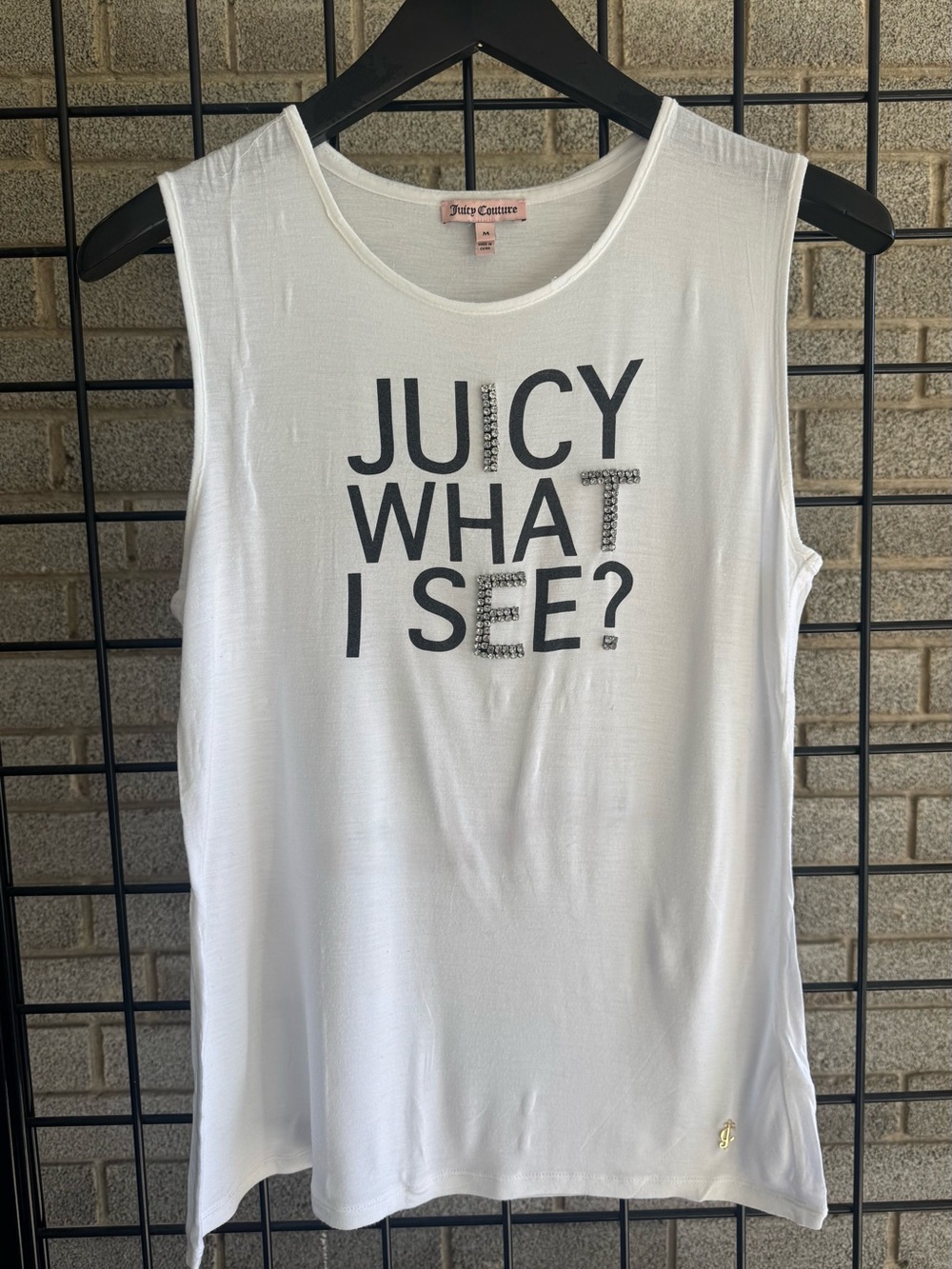 VTG Authentic Juicy Couture “Juicy what I see” Rhinestone Tank Top - M #2012